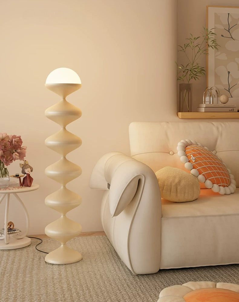 French Gourd Floor Lamp – Creative Mid-Century Design & Modern Cream Style