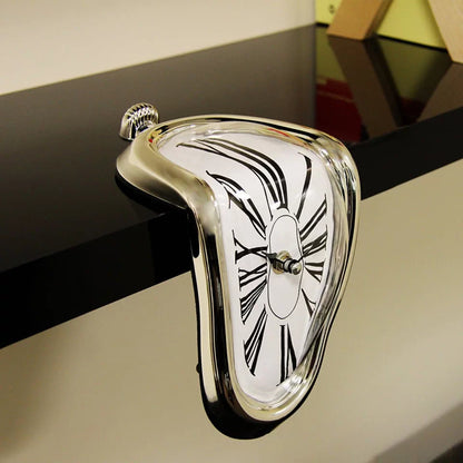 Surrealist Melting Clock – Retro Roman Numeral Desk Corner Clock for Creative Home Decor