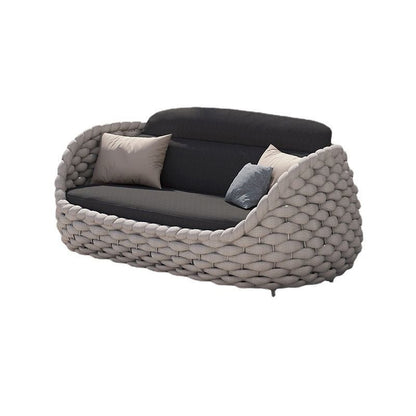 Rattan Sofa-Outdoor Wicker Patio Garden Sectional Furniture Set Loveseat for Balcony Villa