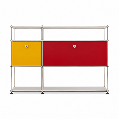 Sideboard im USM-Stil mit Colour-Blocking – Aufbewahrung im Bauhaus-Design