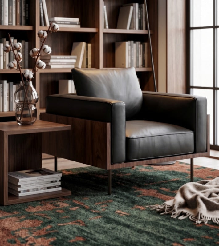 Brazilian Modernist Lounge Chair – Solid Wood & Plush Comfort