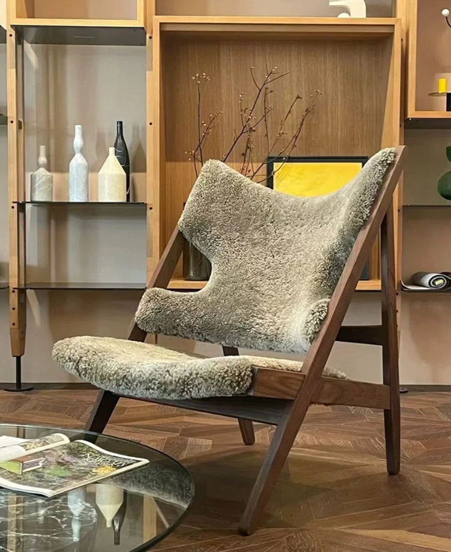 Solid Wood High-Back Lounge Chair — Minimalist Luxury & Creative Designer Style