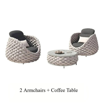 Rattan Sofa-Outdoor Wicker Patio Garden Sectional Furniture Set Loveseat for Balcony Villa