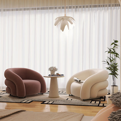 Designer Single Fabric Curved Armchair Lazy Lounge Chair Luxury Premium Compact