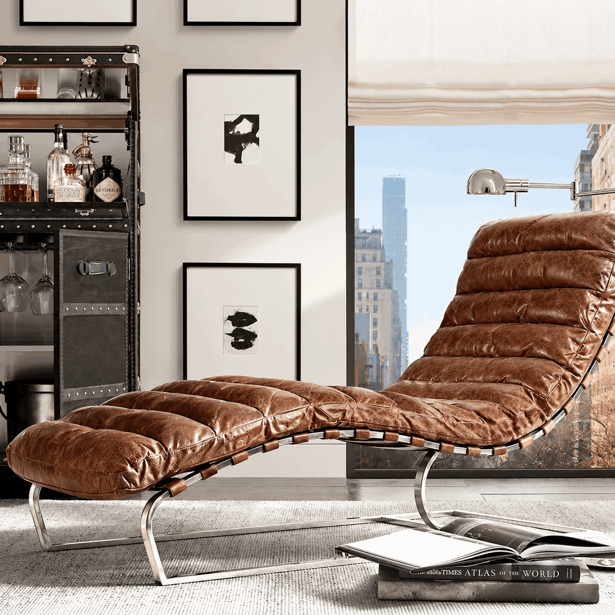 Oviedo Récamiere – Vintage-inspirierter Leder-Loungesessel