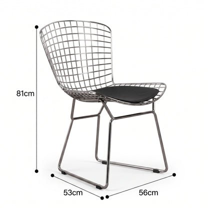 Mid-Century Modern Bauhaus Dining Chair — Minimalist Designer Steel Backrest Chair for Home