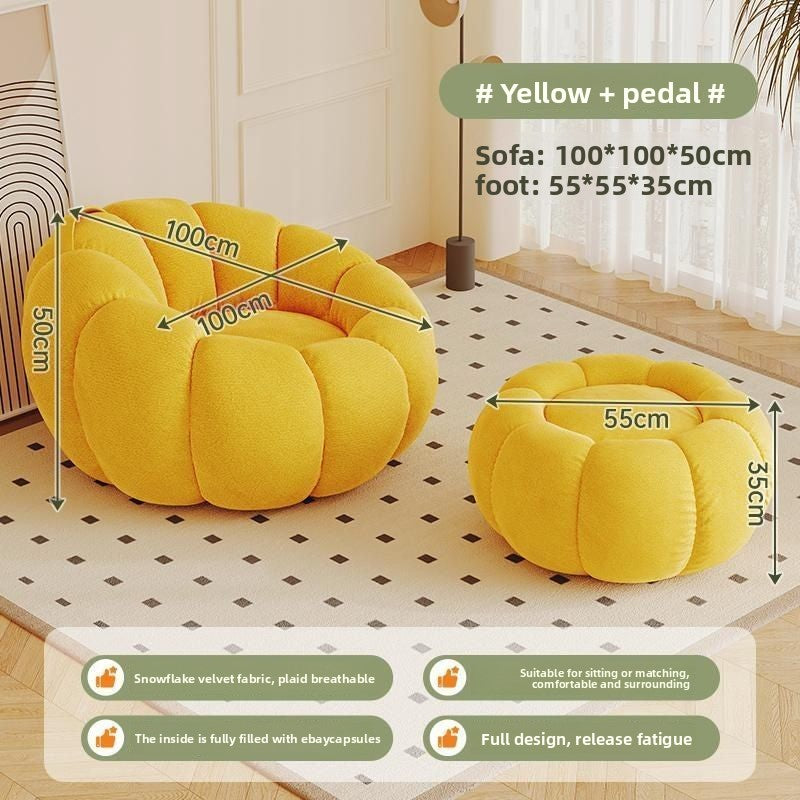 Pumpkin Bliss – Cream-Style Reclining Floor Chair for Cozy Bedrooms & Balconies