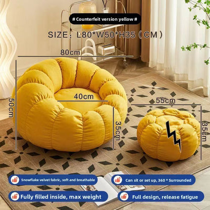 Pumpkin Bliss – Cream-Style Reclining Floor Chair for Cozy Bedrooms & Balconies