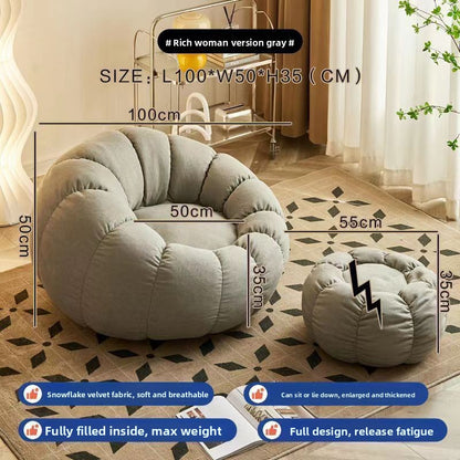 Pumpkin Bliss – Cream-Style Reclining Floor Chair for Cozy Bedrooms & Balconies