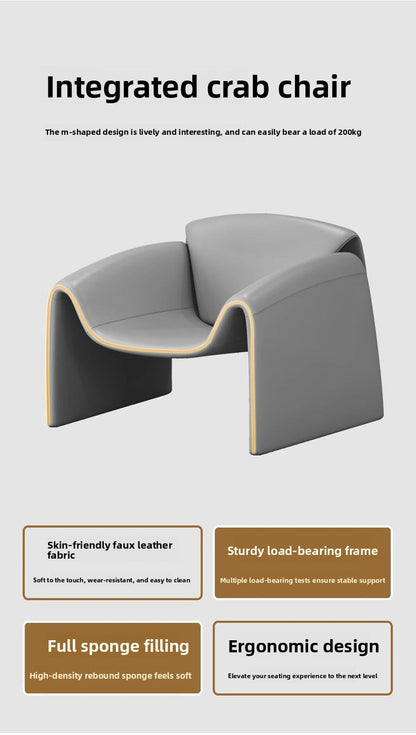 Contemporary Designer Crab Lounge Chair with Refined Minimalist Sculptural Form